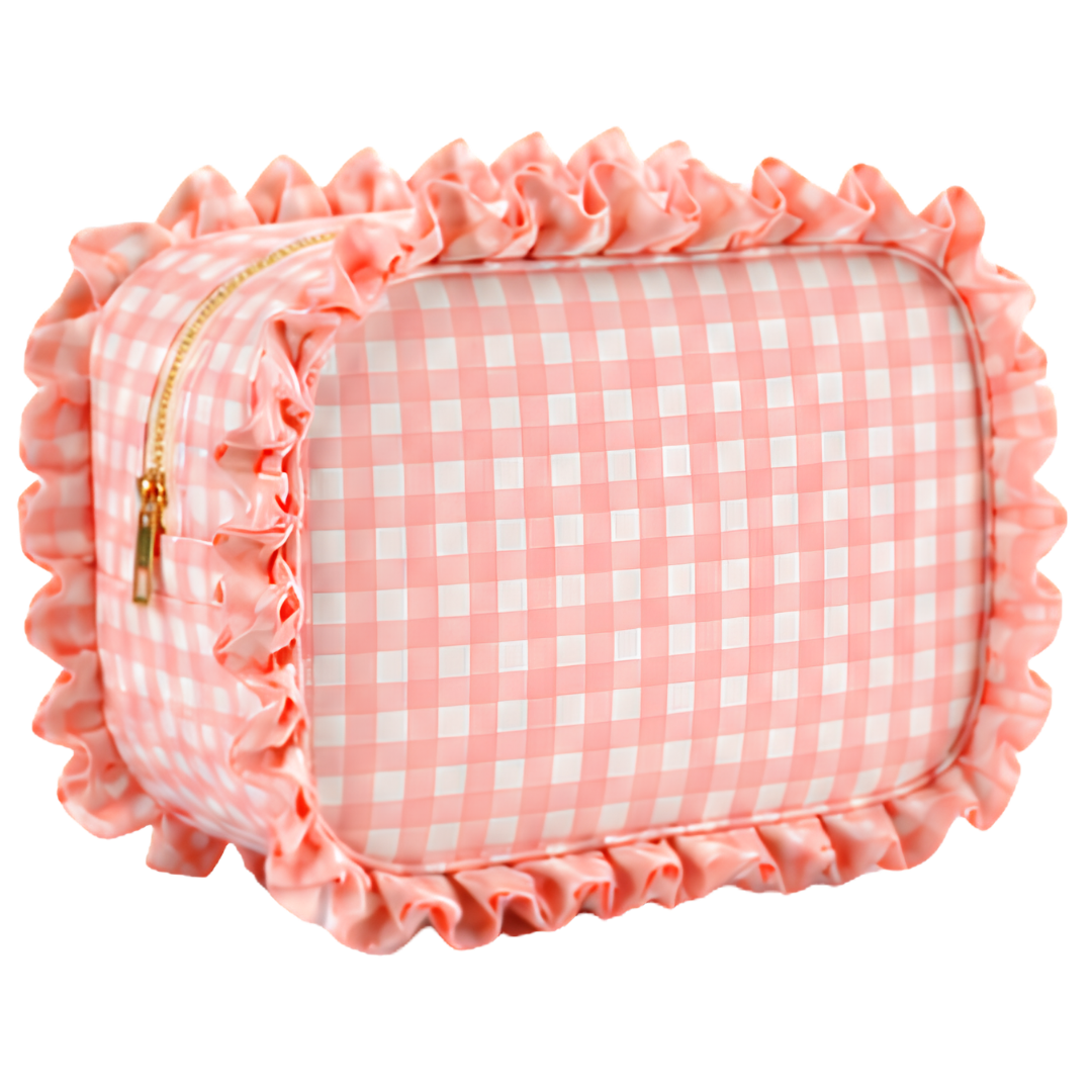 Customized Ruffle Cosmetic Bag – Pink