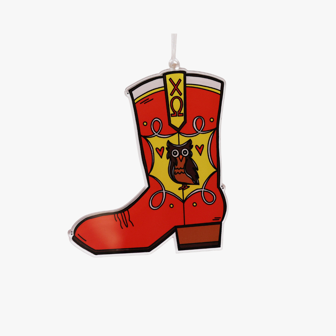 Chi Omega Acrylic Boot Ornament