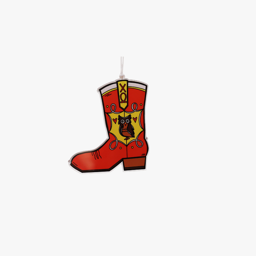 Chi Omega Acrylic Boot Ornament