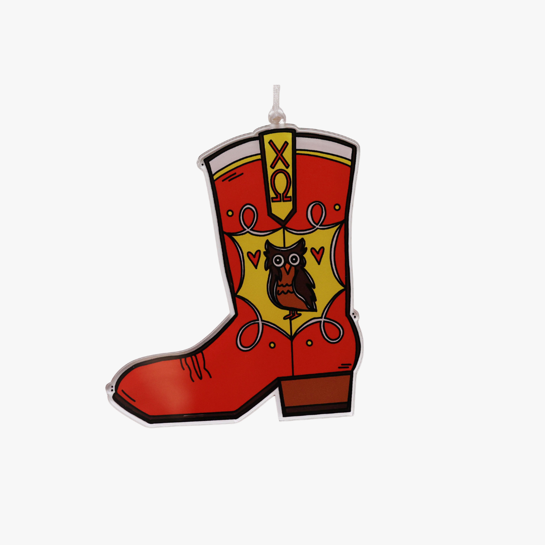 Chi Omega Acrylic Boot Ornament