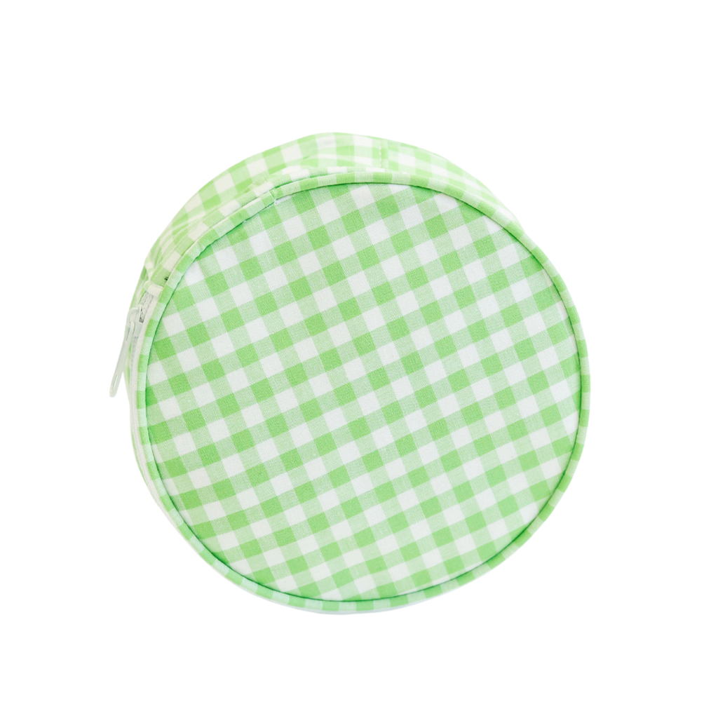 Round Gingham Check Cosmetic Bag