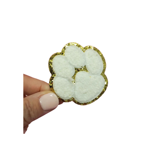 Paw Print ~ White Chenille Patch