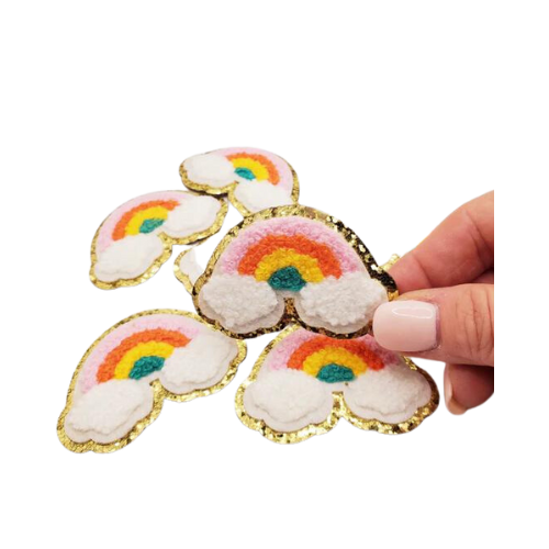 Rainbow with Clouds Chenille Patch